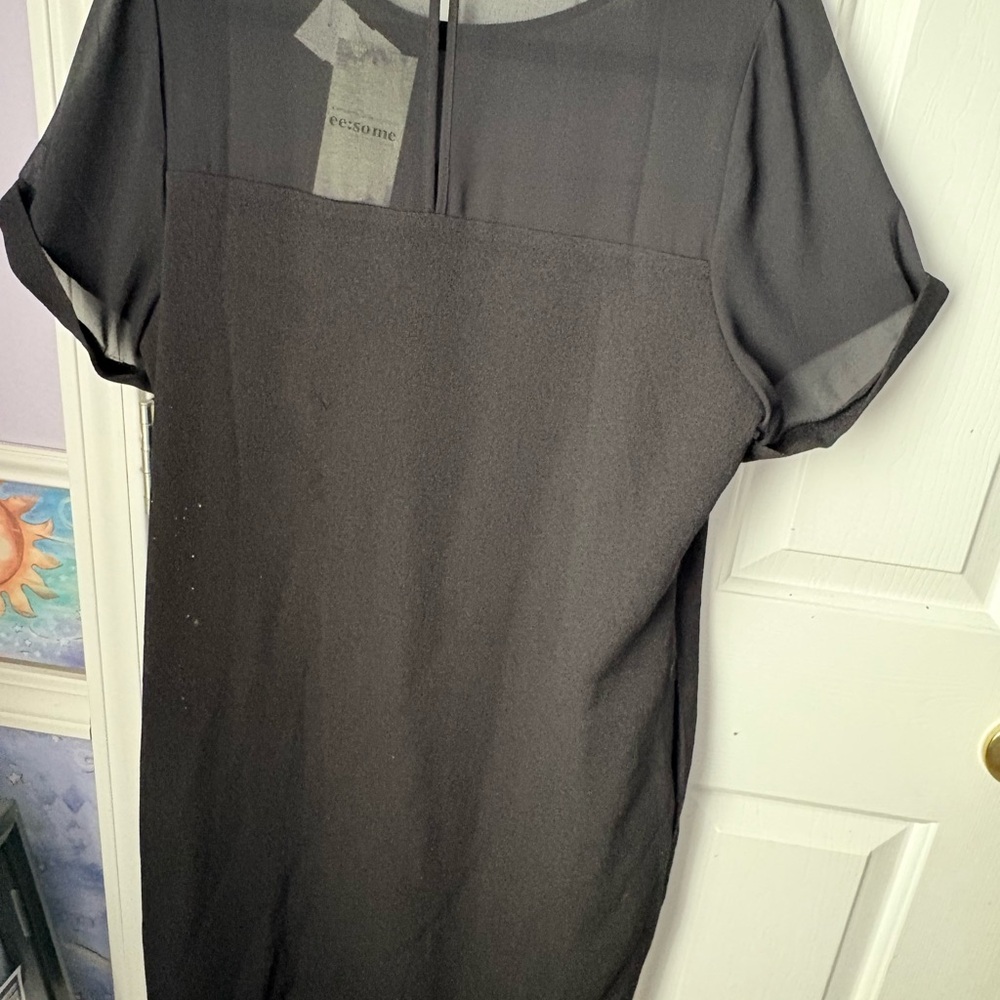 Eesome Elegant Black Chiffon Dress - Picture 3 of 8